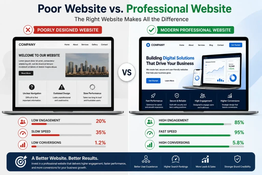 Comparison of outdated vs modern website Comparison of outdated vs modern website