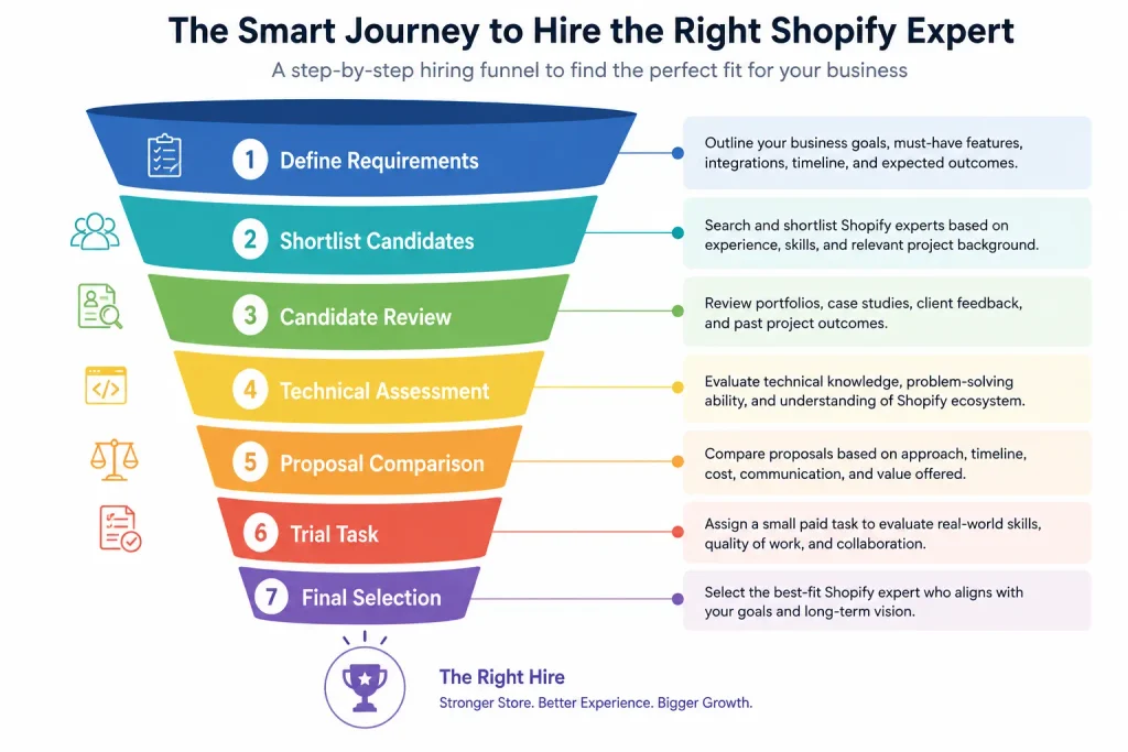 Shopify expert hiring funnel infographic Shopify expert hiring funnel infographic