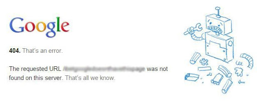 google 404 errors