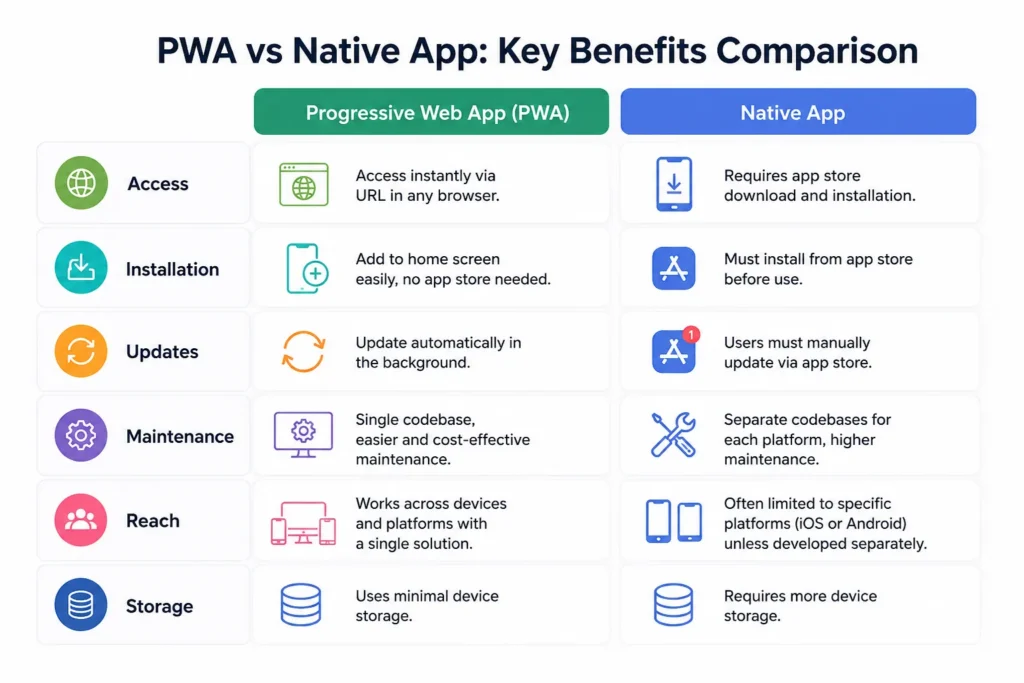 PWA and native app feature comparison PWA and native app feature comparison