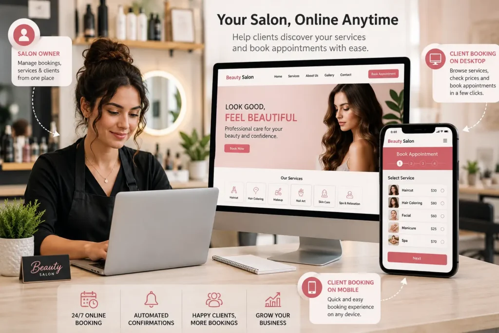 Salon website with online appointment booking Salon website with online appointment booking