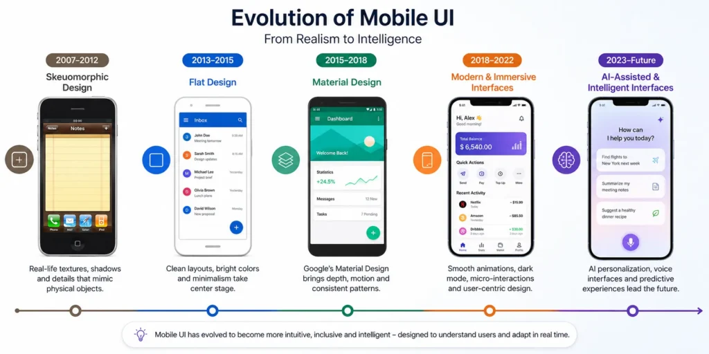 Evolution of mobile app UI UX design trends