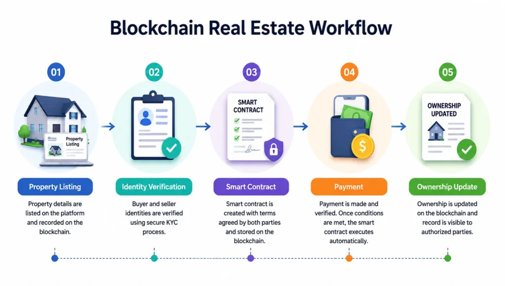 Blockchain real estate transaction workflow Blockchain real estate transaction workflow
