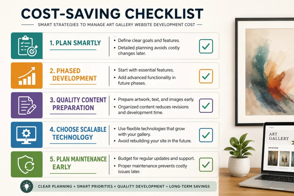 Tips to reduce art gallery website development cost Tips to reduce art gallery website development cost