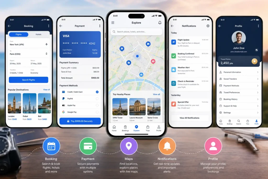 Essential travel app features Essential travel app features
