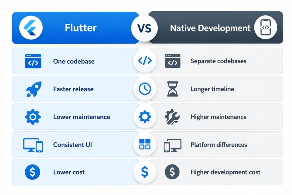 Flutter vs native app development comparison Flutter vs native app development comparison
