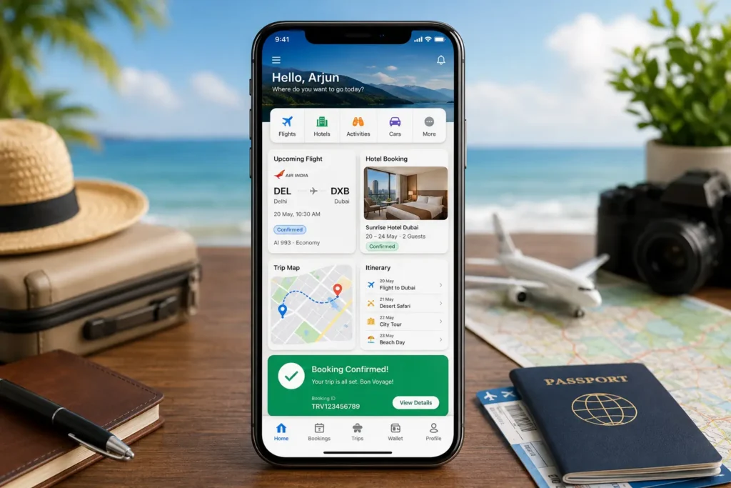 Travel app development interface Travel app development interface