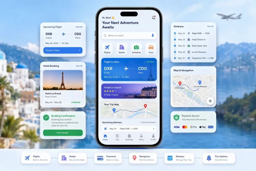 Travel booking mobile app workflow Travel booking mobile app workflow