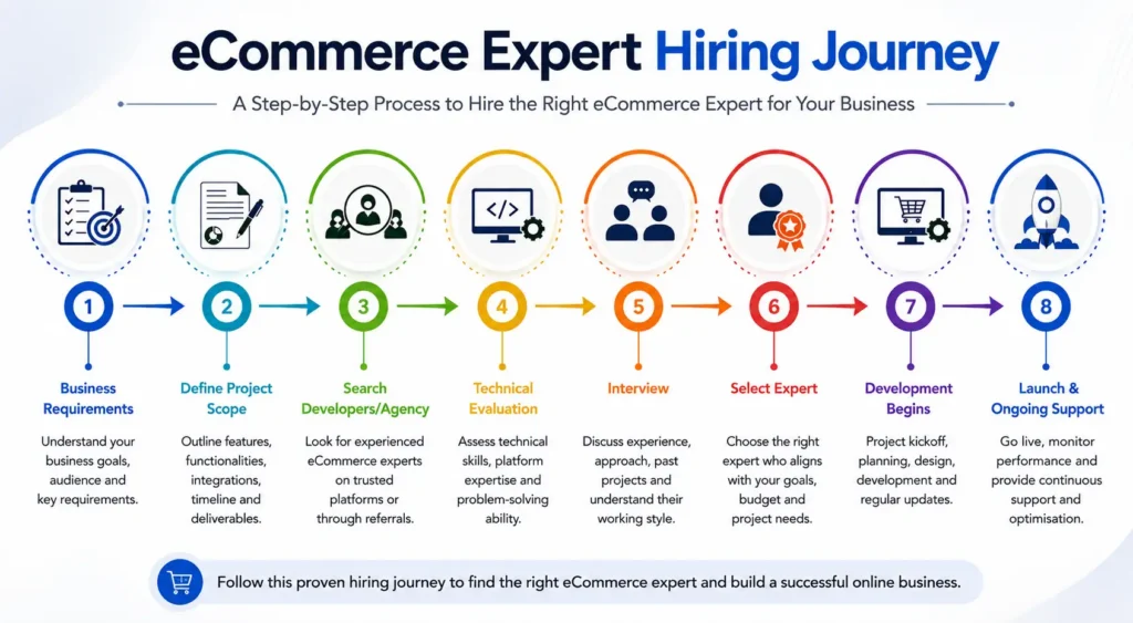 eCommerce expert hiring process infographic eCommerce expert hiring process infographic