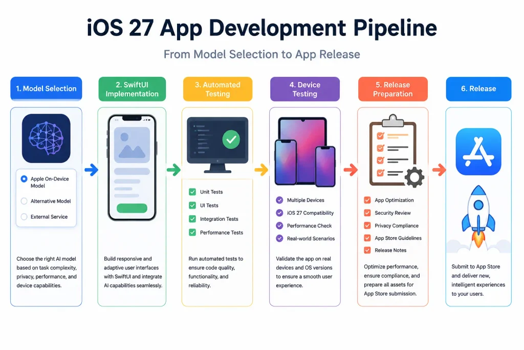 iOS 27 app development pipeline from AI model iOS 27 app development pipeline from AI model