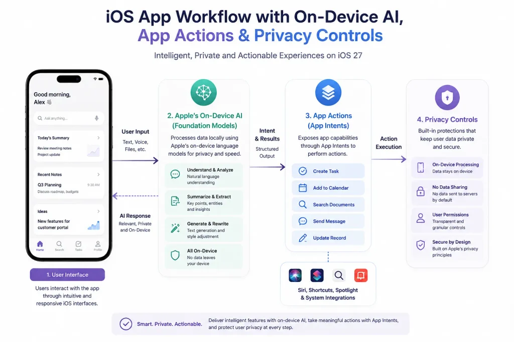 iOS app workflow connecting on-device AI iOS app workflow connecting on-device AI